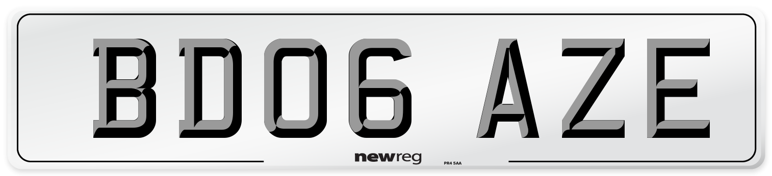 BD06 AZE Number Plate from New Reg